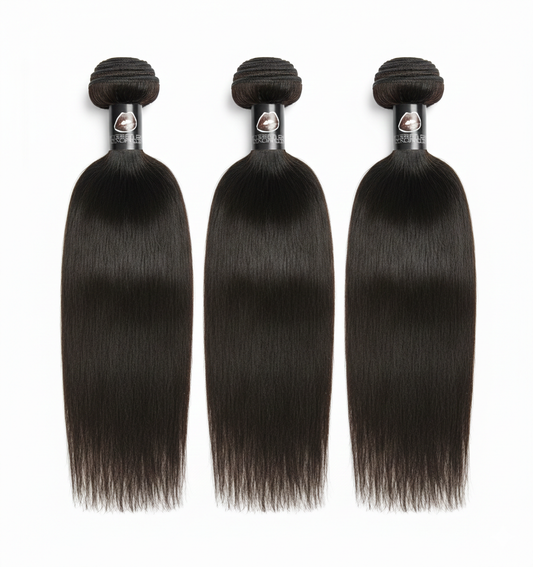 100% Bone Straight Human Hair Bundles/ Natural Black